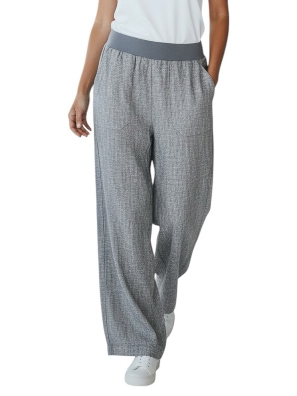 NWT 100% Linen Coldwater Creek Pants. Charcoal Front Pockets. Sz. 8